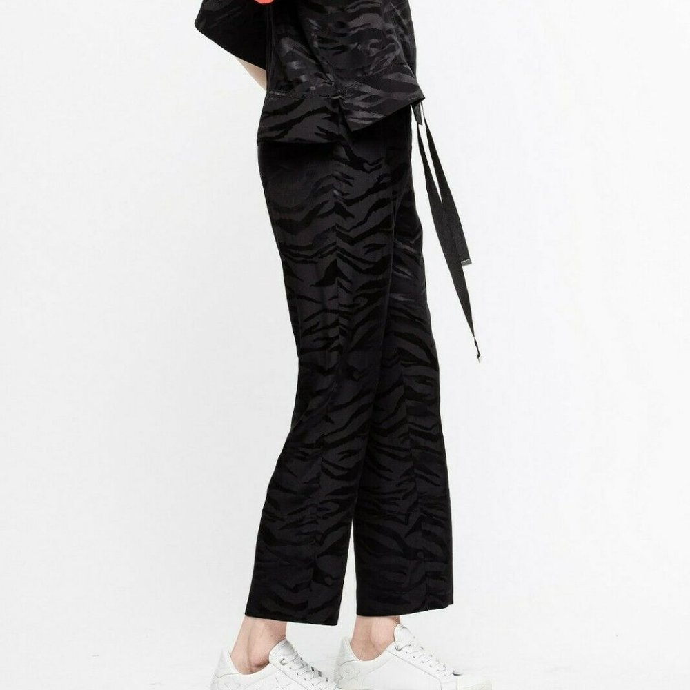 NWT Zadig & Voltaire Pop Jacquard Tigre Silk Pants Black Size Small 36 - Picture 4 of 6